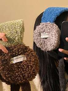 1pc Casual Thick Warm Ear Muffs With Tie, Contrast Color Ear Cover For Outdoor Cycling, Wind-Proof Ear Warmer - Multicolor - View 7