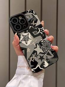 1件装时尚独特星形图案竖条纹高端仿皮防摔防指纹防震手机壳，适合作为生日、节日礼物送给朋友、家人、情侣，兼容苹果及其他型号手机。 - 彩色 - 查看 3