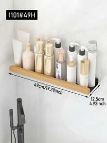 1/2 Peças Prateleira de Armazenamento de Banheiro Montada na Parede, Organizador de Banheiro Suspenso sem Furos, Prateleira de Armazenamento de Banheiro, Cesto de Chuveiro, Adequado para Armazenar Shampoo, Gel de Banho, Suprimentos de Organização de Banheiro, Acessórios de Banheiro - Preto - Visão 12