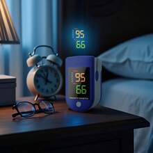 1个儿童卡通指尖脉搏血氧仪，儿童指尖脉搏血氧仪，TFT儿童血氧饱和度监测仪，心率监测仪 - 藍白色 - 查看 3