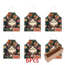 1pc Cat Pattern Printed Apron, 100% Polyester, Sleeveless, Neck Strap Design, Suitable For Cooking, Baking And Entertainment, Great For Home Kitchen, Parties, Outdoor BBQ, Baking Apron | Vibrant Apron | Polyester Apron | Printed Apron - Multicolor - View 13