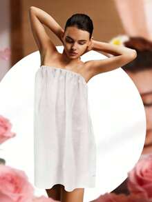 10pcs Disposable Bath Skirt Non-Woven Spa Wrap Lightweight Women Shower Towel For Sauna Beauty Salon And Home Use White Valentine's Day Bathrobe - Multicolor - View 1