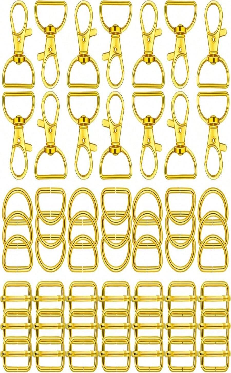 56 Pieces D Rings For Purse Bag Hardware Purse Hardware For Bag Making Buckles Craft (Mixed Color,25 Mm) - ColorC - 查看 1
