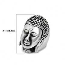 A Non-Fading Men's Ring Punk Hip-Hop Fashion High-End Chinese Style Men's Stainless Steel Ring Shakyamuni Buddha Head Ring Tathagata Buddha Face Ring SA815 - 銀色 - 查看 2