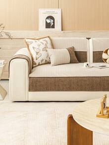 1pc Chenille Dual-Tone Minimalist Sofa Cushion, Premium Texture Non-Slip Sofa Backrest, Pet-Friendly Sofa Protector, 1/2/3/4/5-Seater And Combination Sofa, All-Season Use, Machine Washable Sofa Cover, Elegant Daily, Enhance Home Happiness - Coffee Brown - View 8