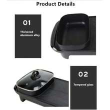 Parrilla Eléctrica 2 en 1 Shabu Shabu y Teppanyaki Reutilizable – Multifuncional, Temperatura Ajustable, Antiadherente, Ideal para Casa, Reuniones, Comidas Familiares, Cocina Asiática,38084612 - Multicolor - Ver 6