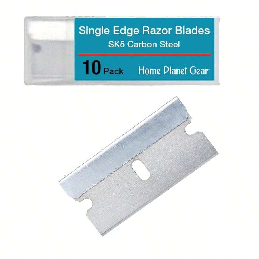 Single Blade 10 Pack - Straight Edge Razor - Ten Flat Blades In Convenient Storage Box - Oven Scraper Razors Refills - Heavy Duty Single Sided - Gói 10 - Xem 1