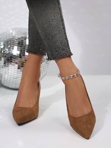 2026 Spring New Women's High Heel Pumps, Fashionable Minimalist Casual Lightweight, Solid Color Elegant Versatile Ladies' New Style - màu nâu - Xem 4