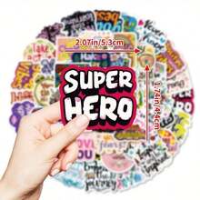 100 Inspiration Quotes Stickers, Cartoon Style Inspirational Stickers, Self-Adhesive Reusable, Matte Surface, Suitable For Laptops, Guitars, Luggage, Skateboards, Etc - Multicolor - View 5