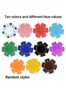 100 片装 - ABS 蒙特卡洛扑克筹码，赌场级条纹图案扑克筹码，适用于德州扑克、二十一点、扑克之夜游戏 - 非常适合纸牌游戏、扑克游戏、家庭游戏之夜或聚会、派对（颜色随机） - 彩色 - 查看 4