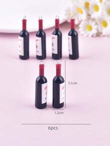 6pcs/Pack Fashion 3D Red Wine Bottle Resin Charms Pendant For Women Jewelry DIY Making Craft Holiday Gift - P Wine Bottle - View 3