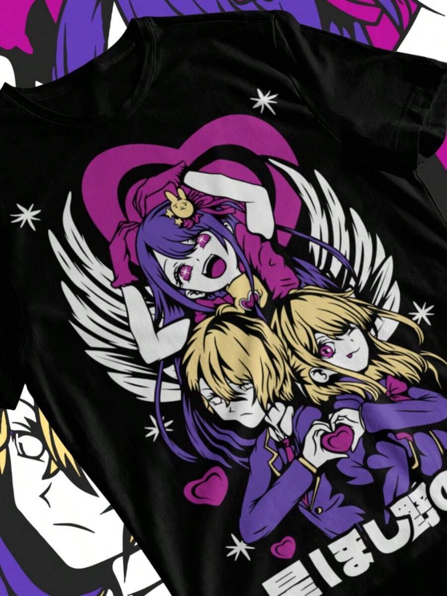 Oshi No Ko Ai Hoshino Anime MAnga Waifu Unisex-Shirt Soft Tee All Sizes - 黑色 - 查看 1