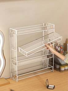 Étagère murale de rangement pour maquillage, étagère d'affichage multifonction, convient pour la coiffeuse de salle de bain, peut ranger des objets de collection, petites figurines, collations, accessoires capillaires, vernis à ongles et lunettes de soleil, accessoire essentiel de salle de bain, décoration de la pièce de maquillage - Transparent - Voir 6