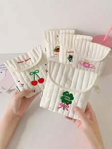 1pc Cream-Colored Storage Pouch, Sanitary Pad Organizer, Student Privacy Storage, Stylish Storage Bag, Cable & Earphone Organizer - Multicolor - View 6
