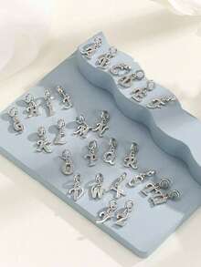 1pc Fashionable Zinc Alloy Rhinestone Letter Pendant, Suitable For DIY Jewelry Making - Silver - View 6