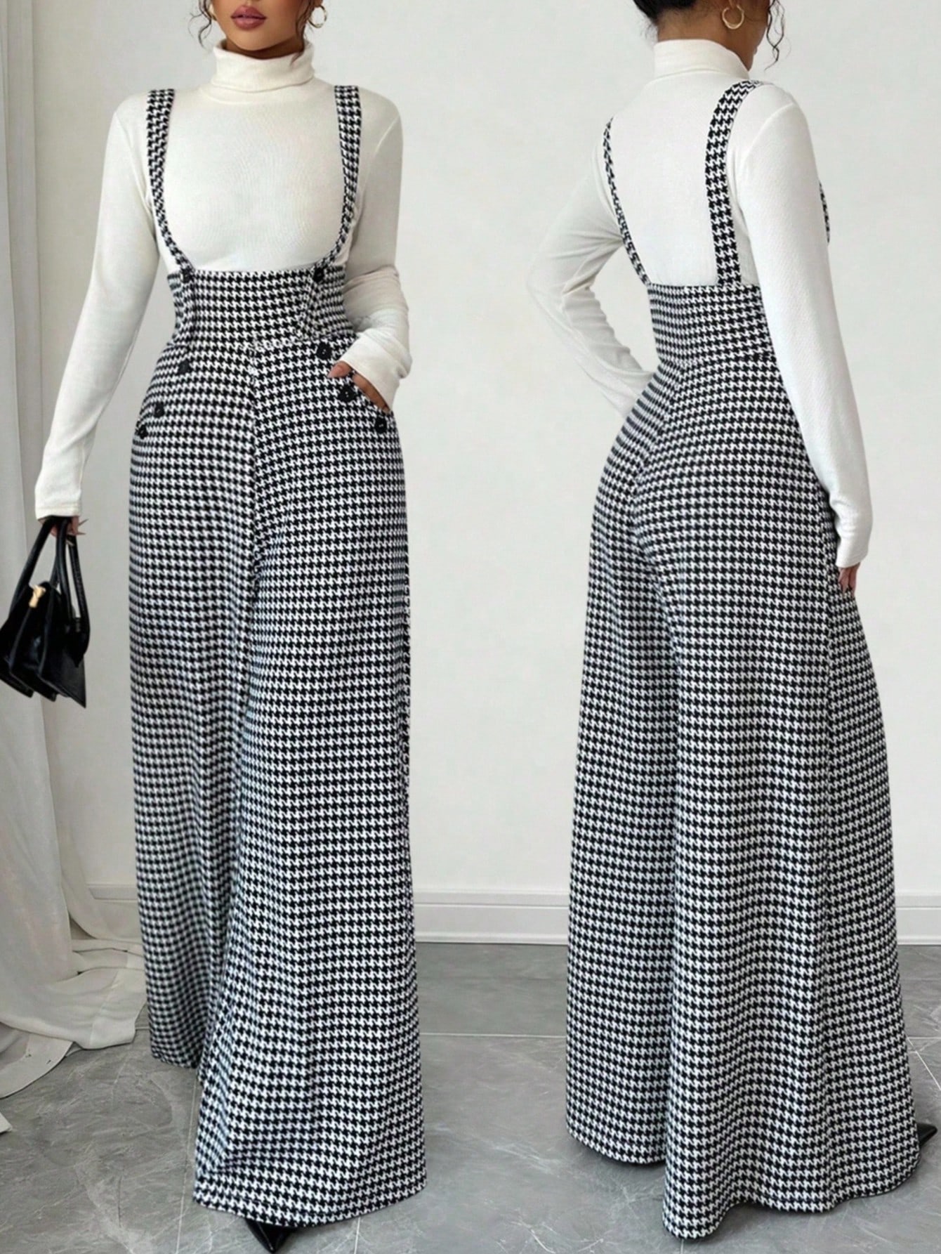 جمبسوت طويلة مستقيمة للنساء بطبعة هندسية كلاسيكية،...