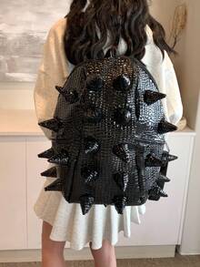 Punk Style Unique Design Shiny Backpack, Unisex Asymmetric Backpack