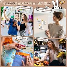 无墨贴纸打印机，迷你热敏打印机，附赠1卷热敏纸，无线口袋打印机，智能便携式收据打印机，适用于照片、日记、笔记和便签打印 - 彩色 - 查看 7