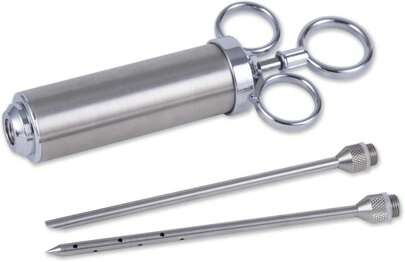 RSVP International Endurance Kitchen Tool Collection Marinade Injector With Interchangeable Needle Tips, 7x3, 2 Oz Capacity, Stainless Steel