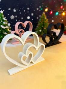 镂空心形创意家居装饰工艺品，爱心摆件，适用于婚礼、节日、母亲节、感恩节等各种场合。镂空心形设计使其成为壁炉架的完美装饰，也是情人节、母亲节、感恩节等节日的理想小礼物。 - 彩色 - 查看 3