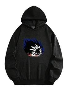 Anime Character Graphic Hoodie - Black - View 7