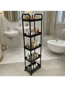 5/4/3 Tier Storage Cart - Durable Plastic Material, Easy To Move, Suitable For Kitchen, Bathroom, Bedroom - (Easy To Move And Convenient) Black & White Lingerie Storage Box, Thickened Tube, Strong Load-Bearing, Multi-Layer Storage Rack, Suitable For Kitchen, Bedroom And Outdoor Camping, Durable Plastic Design, Multi-Functional Storage Cart | Modern Storage Rack | Sturdy Storage Rack, Halloween, Christmas Gift Kitchen Supplies Kitchen Accessories Kitchen Tools - Multicolor - View 12