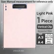 1pc File Folder, A3/A4 Hard Board Folder, Data Folder, File Folder, Multiple Color Options, Foamed PP Material, Single Folder, Double Folder, Strong Clamping Force, Upgraded And Thickened, Matte Texture, Baked Paint Metal Folder, Hand Writing Board - Multicolor - View 16