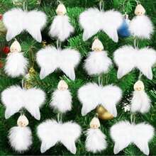 2/5/10pcs White Feather Angel Wings Ornaments, Christmas Tree Decoration Feathers, Suitable For Craft Feathers, DIY Craft Accessories, Home Decor, Carnival Feather Ornaments, Wreath Accessories, Party Home Decor - White - View 7