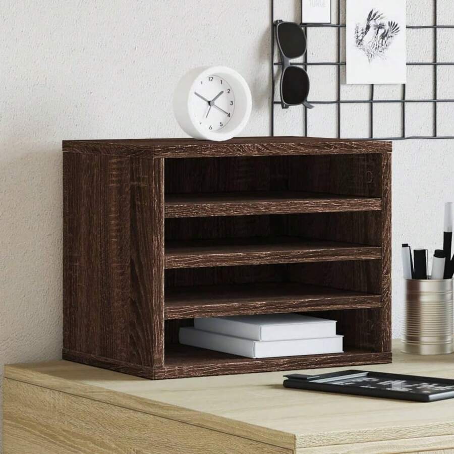 Organiseur de bureau vidaXL couleur marron 36 x 26 x 29,5 cm - Tabac - Voir 1
