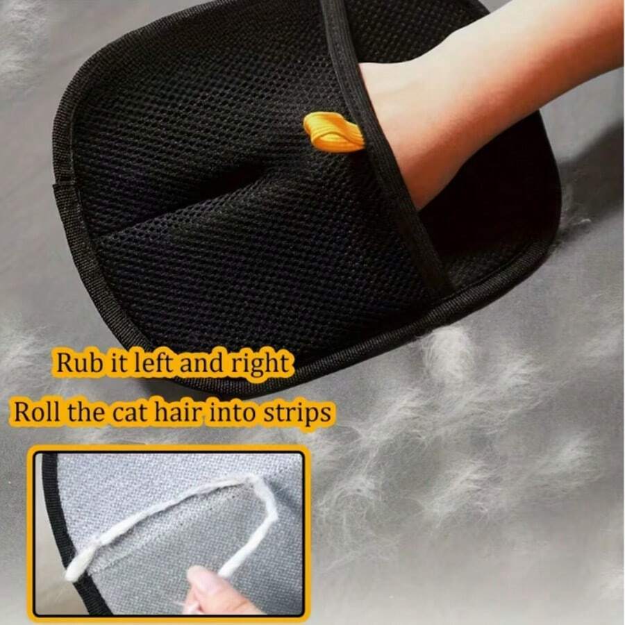 1pc Pet Hair Removal Glove – Reusable Fur Cleaning Glove For Cats And Dogs, Effectively Removes Pet Hair From Carpets, Sofas, Pet Beds And Furniture, Easy To Use Household Cleaning Tool - Black - View 1