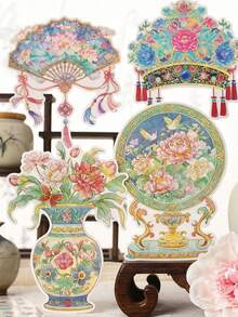 1pc Vintage Patchwork Sticker, Antique Collage Poetry, Creative 3D Dimensional Landscape Decorative Sticker