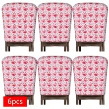 2/4/6pcs Heart Pattern Linen Chair Covers, Suitable For Home Decor, Living Room, Dining Room, Garden, Hotel, Party, Washable Polyester Material, Chair Seat Cushion Covers - Multicolor - View 13