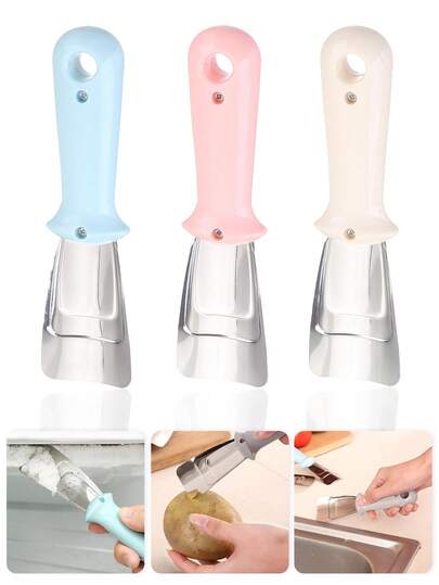 1pc Refrigerator De-Icing Tool, Stainless Steel Refrigerator Scraper, Freezer Scraper, Multifunctional Defrosting Shovel, Household Defrosting Shovel, Stove Cleaning Scraper, Vegetable Cutter, Kitchen Small Shovel, Flour Shovel, Ice Shovel, Grain Shovel, Suitable For Defrosting Refrigerators And Freezers, Cleaning Stains On Pots And Stoves, Cutting Vegetables, Fruits, Etc., Suitable For Gifts To Parents, Family, Friends, Neighbors, New Year's Gifts, Housewarming Gifts