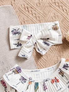 Newborn Baby Girls' Allover Print Long Sleeve Romper, Fashionable And Stylish Design - Apricot - View 3