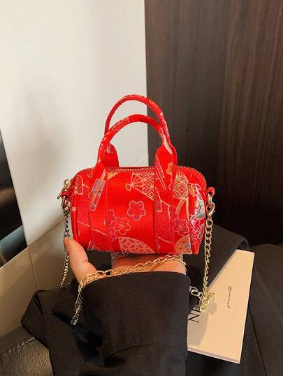 中国风儿童斜挎包，丝绸面料，吉祥花朵装饰，超可爱迷你背包，适合3岁及以上儿童，可手提