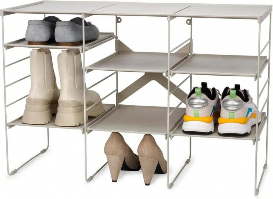 Joseph Joseph Level Adjustable Tier Shoe Rack Organizer, Durable Shelves And Sturdy Steel Frame, Holds 4 Pairs - Màu A - Xem 1