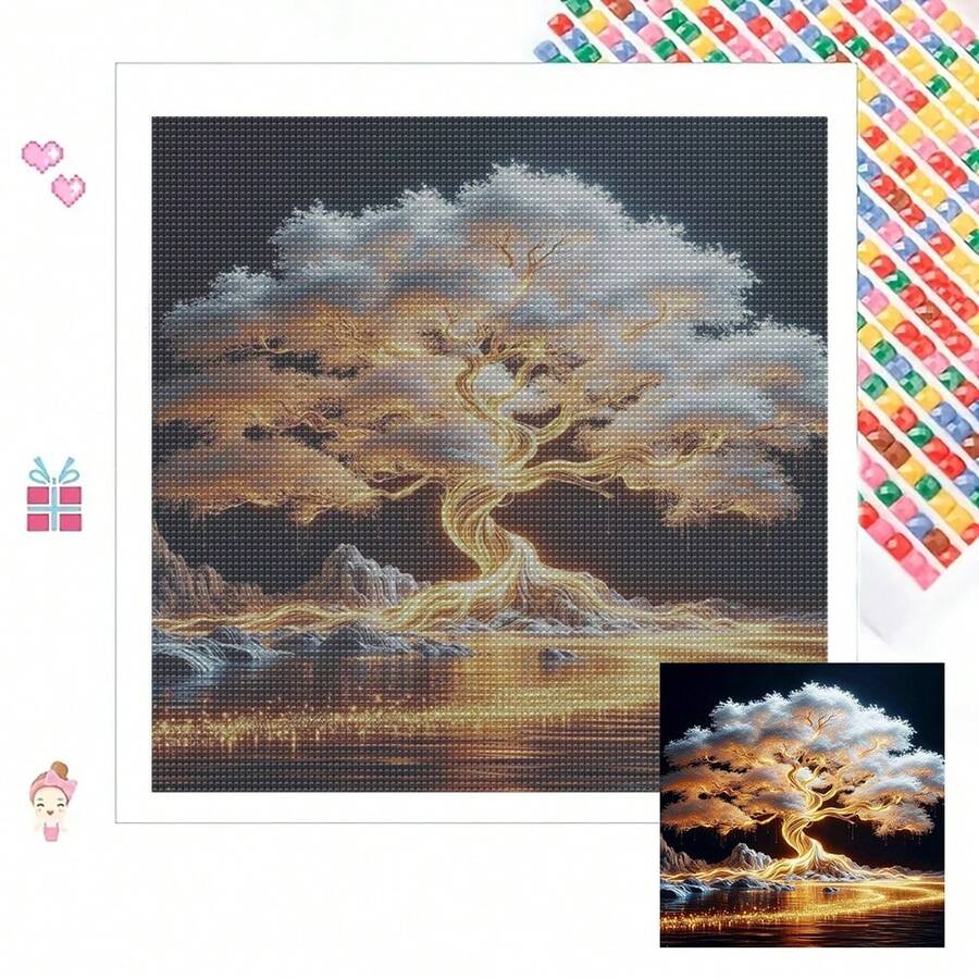 Kit de pintura de diamantes 5D - Mosaico de diamantes completo redondo DIY, artesanía para aliviar el estrés, decoración de pared del hogar, sin marco - Multicolor - Ver 1