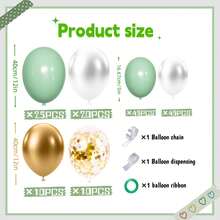 174PCS Sage Green Balloon Arch Decoration Kit, Green White And Gold Metallic Confetti Balloon Set, DIY Party Balloon Arch Background Decor For Birthday Parties, Hunting Theme Events, Weddings, Baby Showers And Celebrations - màu xanh lá - Xem 7