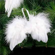 2/10/5pcs White Feather Angel Wing Ornaments, Christmas Tree Hanging Decorations, Suitable For DIY Craft Decoration, Wedding Decoration, Handmade Accessories, Study/Bedroom/Lobby Hanging Decoration, Carnival Feathers, Wreath Accessories, Perfect For Christmas Home Party Decoration. - White - View 3