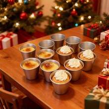 1pc/5PCS/10PCS, Aluminum Non-Stick Pudding Cups, Ideal For Making Puddings, Cupcakes, And DIY Dessert Baking Cups. Perfect For Christmas, Birthdays, And Everyday Household Baking Essentials.