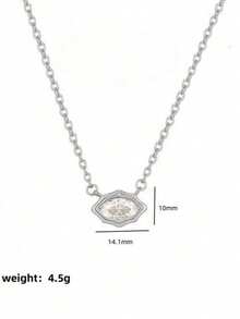 New Stainless Steel Necklace With Sparkling Zirconia Pendant, Simple And Shiny Design, Suitable For Women And Girls To Wear To Parties And Weddings - Silver - View 16