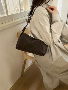 女士单肩包，时尚优雅个性化拼接大容量枕形包，咖啡色，适合购物和通勤。 - 咖啡 - 查看 8