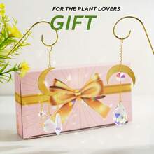 6 paquete de pequeñas enrejados para plantas en maceta de interior con atrapasoles de cristal de colores, atrapasoles de 8'' para decoración de plantas en maceta mini para ventana del hogar y jardín - Dorado - Ver 5