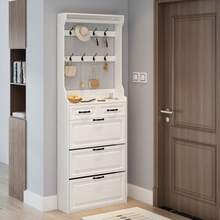 Weißer Schuhschrank mit Aufhänger, 3 Türen 2 Schubladen - Bianco - Visualizzare 2