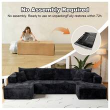 132-Inch U-Shaped Modular Sofa Bed, Ultra-Comfortable Corduroy Cloud Sofa, Boneless Couch For Living Room,Sofa Mit Schlaffunktion,Sectional Sofa For Living Room,Recliner,No Assembly Required. - 黑色 - 查看 10