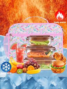 新款卡通独角兽午餐包，带提手，便携式午餐盒，学生冰袋，户外保温包，非食品接触材料，礼品