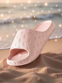 1 Pair Teens' EVA Solid Color Slip-On Anti-Slip Flat Fashionable House Slippers, Suitable For Spring/Summer - Pink - View 6