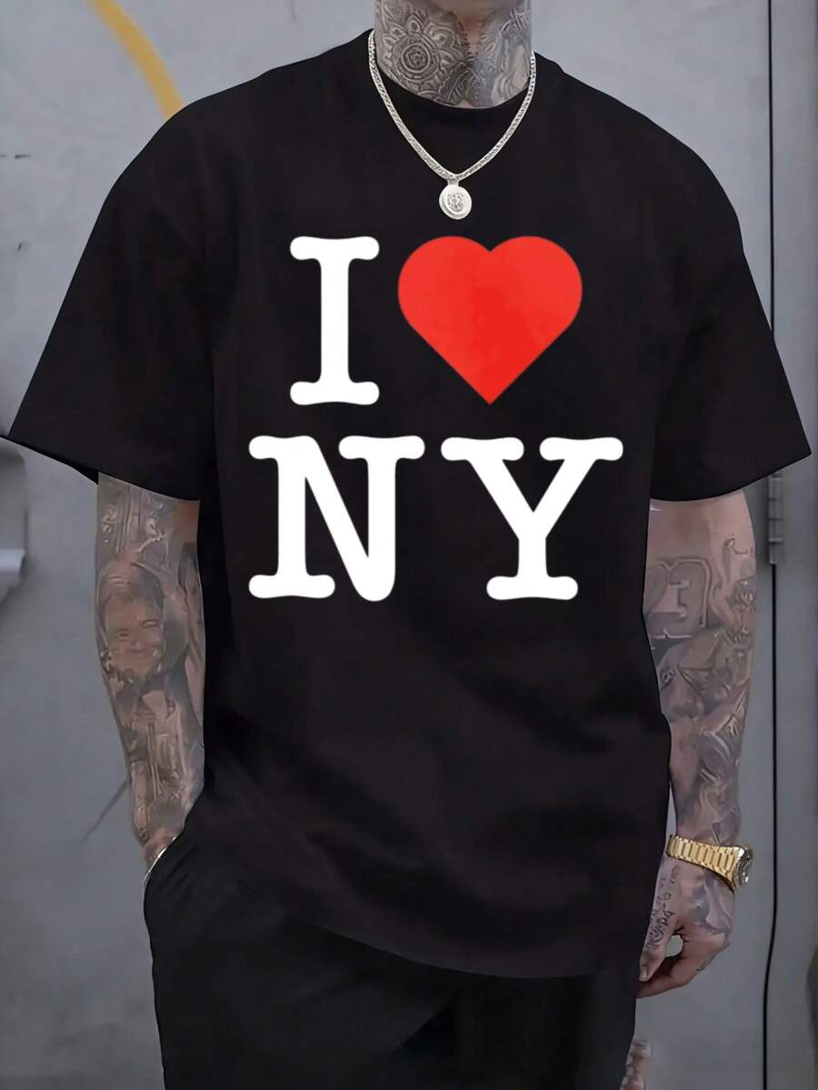 I Love New York Shirt, I Love New York Logo Tee, ILNY Screen Printed Heart T-Shirt, NYC, New York Gift Idea, New York Shirt, New York Love - 白色 - 查看 1