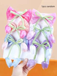 6/1pc/Set Tulip Bow Hair Clip Combination, Gradient Soft Mist Color Series + 3D Tulip Design - Suitable For Women And Girls, Fits Different Hairstyles / Outfits, Daily / Date / Travel - Multicolor - View 11