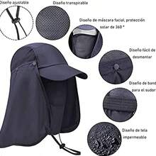 OpenHIALBERTO Sombrero para el Sol Unisex, Sombrero de Pesca con proteccin UV con Velo y proteccin para el Cuello con mosquitera para Pesca, Senderismo, Camping, Playa y Safari - azul oscuro - Ver 4